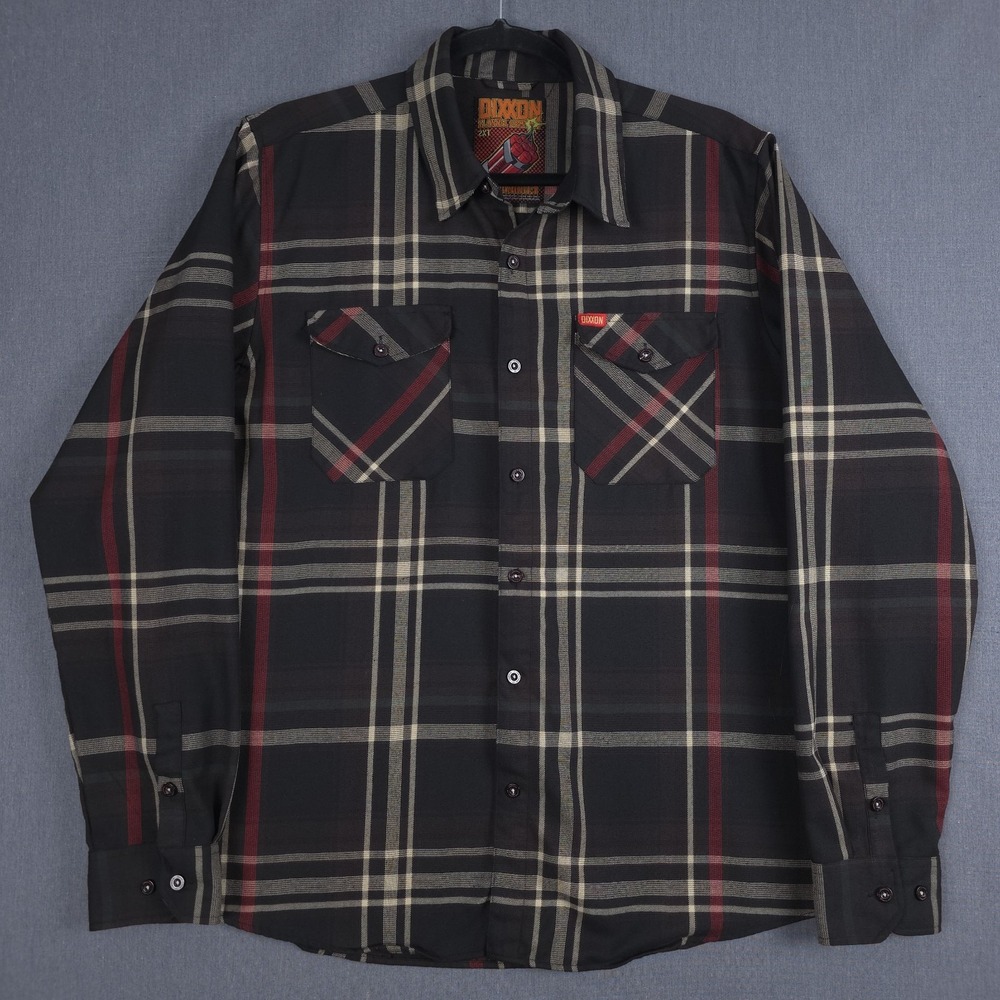 Dixxon Flannel Haymarket Shirt Mens 2XT 2XL Tall Plaid Long Sleeve Button Up XXL
